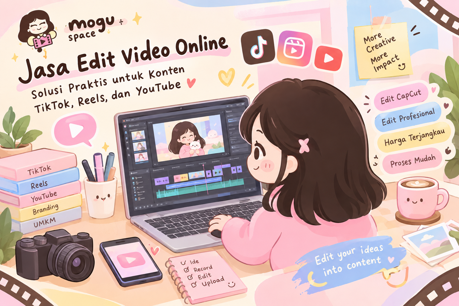 Jasa edit video online untuk konten TikTok, Reels, dan YouTube – Mogu Space